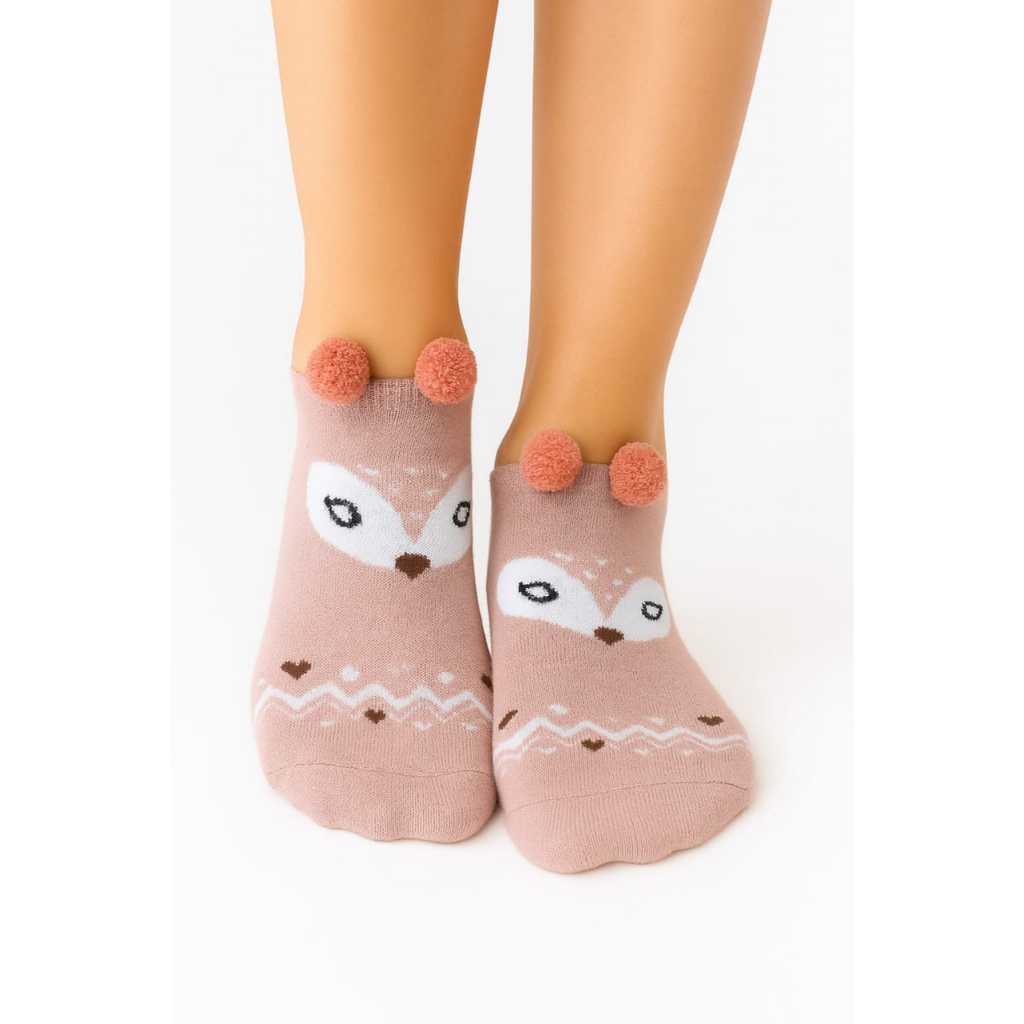 Kit 10 Meias Femininas Estampadas Fofas Com Pompons Meia de Poliester em Oferta na Shopee