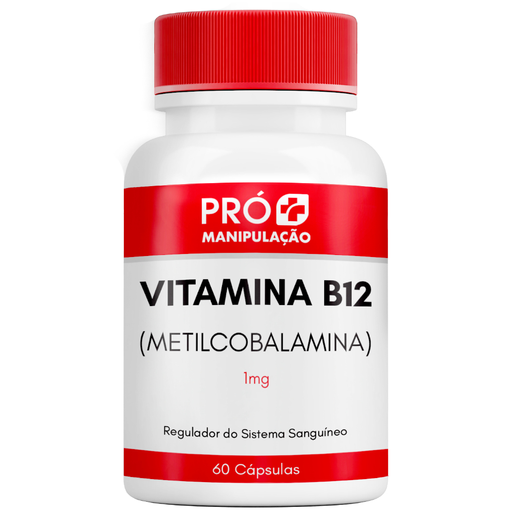 Vitamina B12 1mg Auxilia no Sistema Sanguíneo 60 Cápsulas