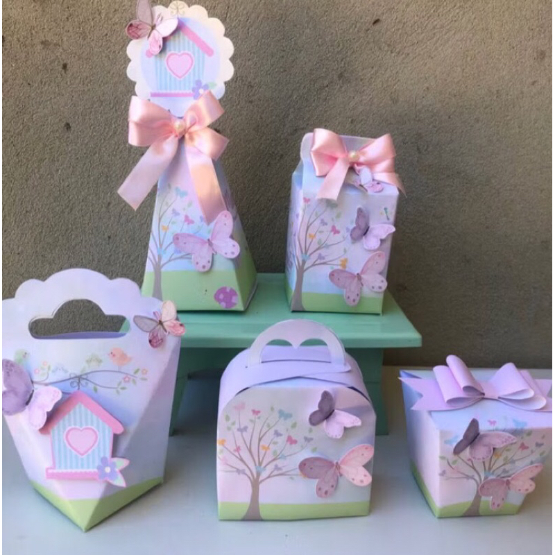 Caixinhas MONTADAS Personalizadas Jardim Encantado Borboleta -  Kit Festa - Lembrancinha - Aniversário