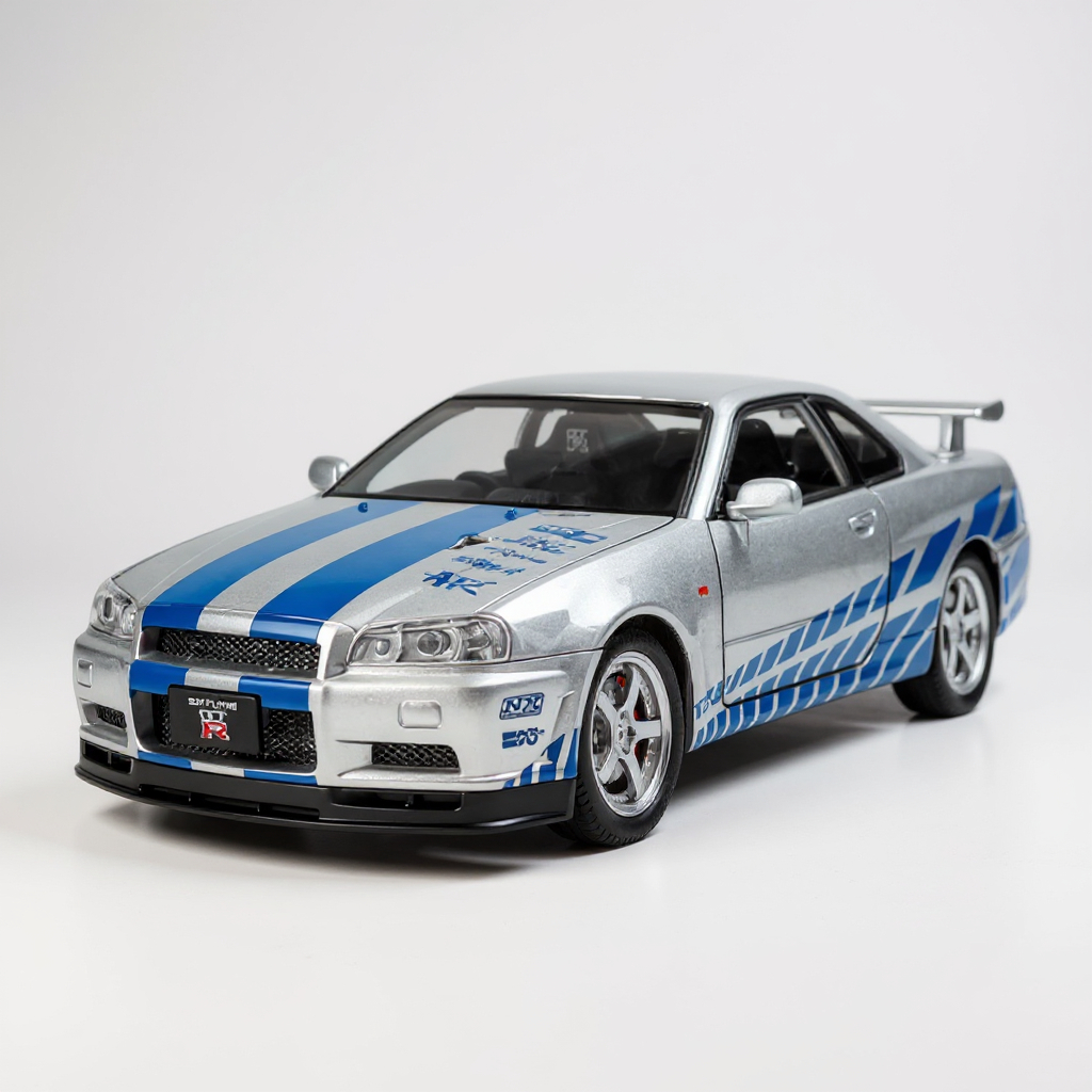 Nissan Skyline GT-R R34 1:24 Miniatura Diecast | Velozes e Furiosos | Carro JDM Colecionável