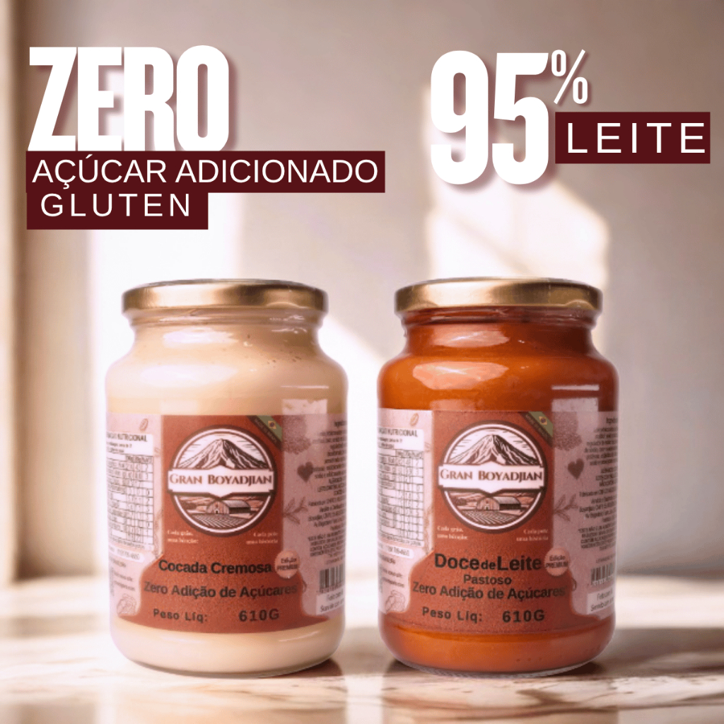 Kit 2 Doces Sem Adição de Açúcar Gran Boyadjian - Doce de Leite Zero Açúcar e Cocada Zero Açúcar