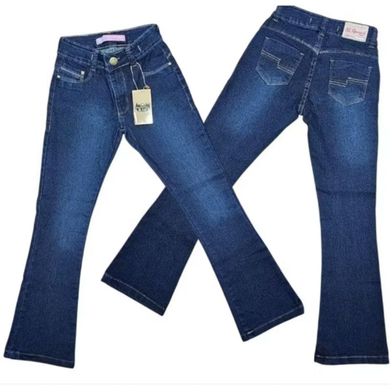 calça jeans flare infantil e juvenil menina no tamanho 10 12 14 16 azul calça jeans infantil feminina FLER meniina