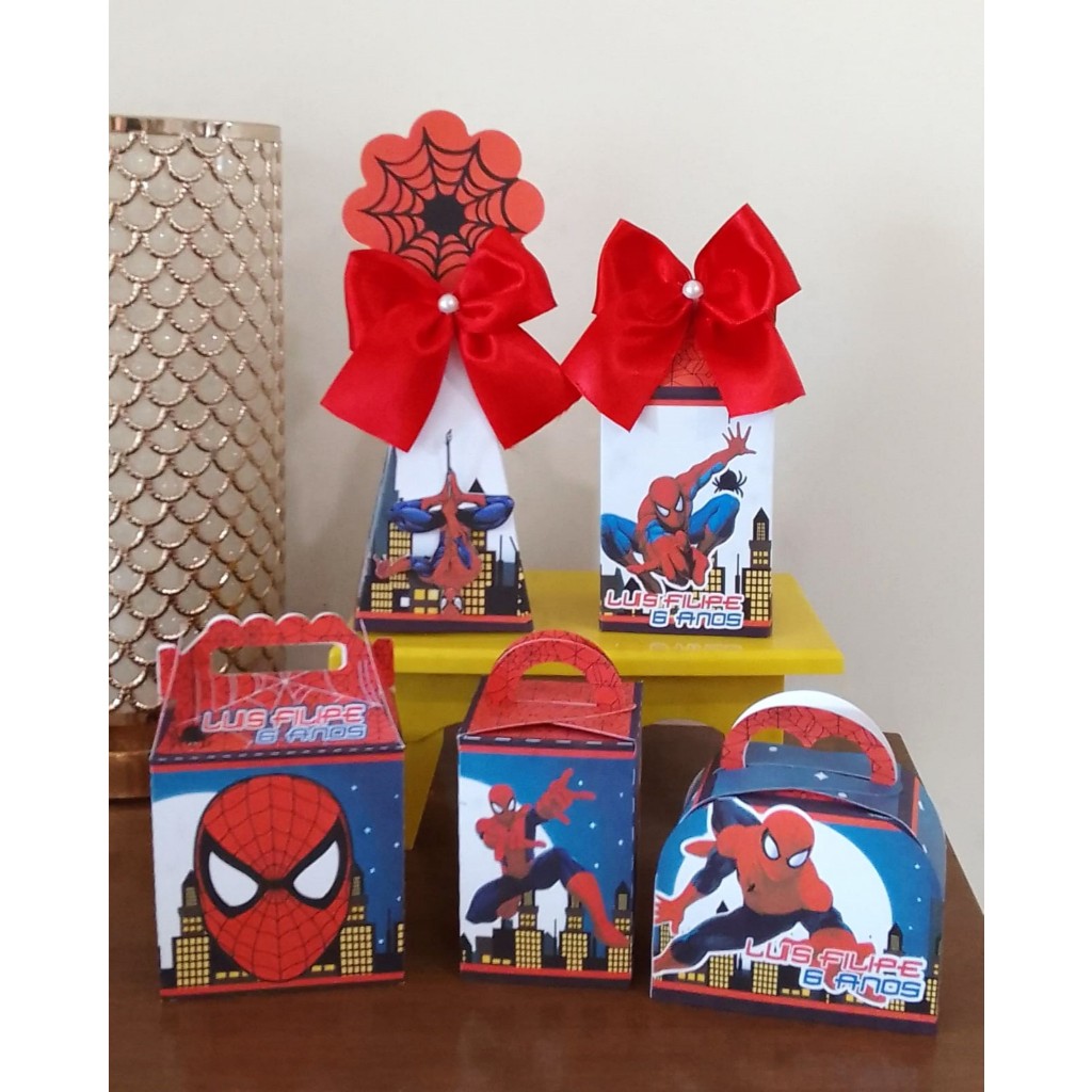 Kit Personalizados PEGUE E MONTE HOMEM ARANHA Festa Caixinhas Personalizadas INFANTIL Lembrancinha Aniversário TRADICION