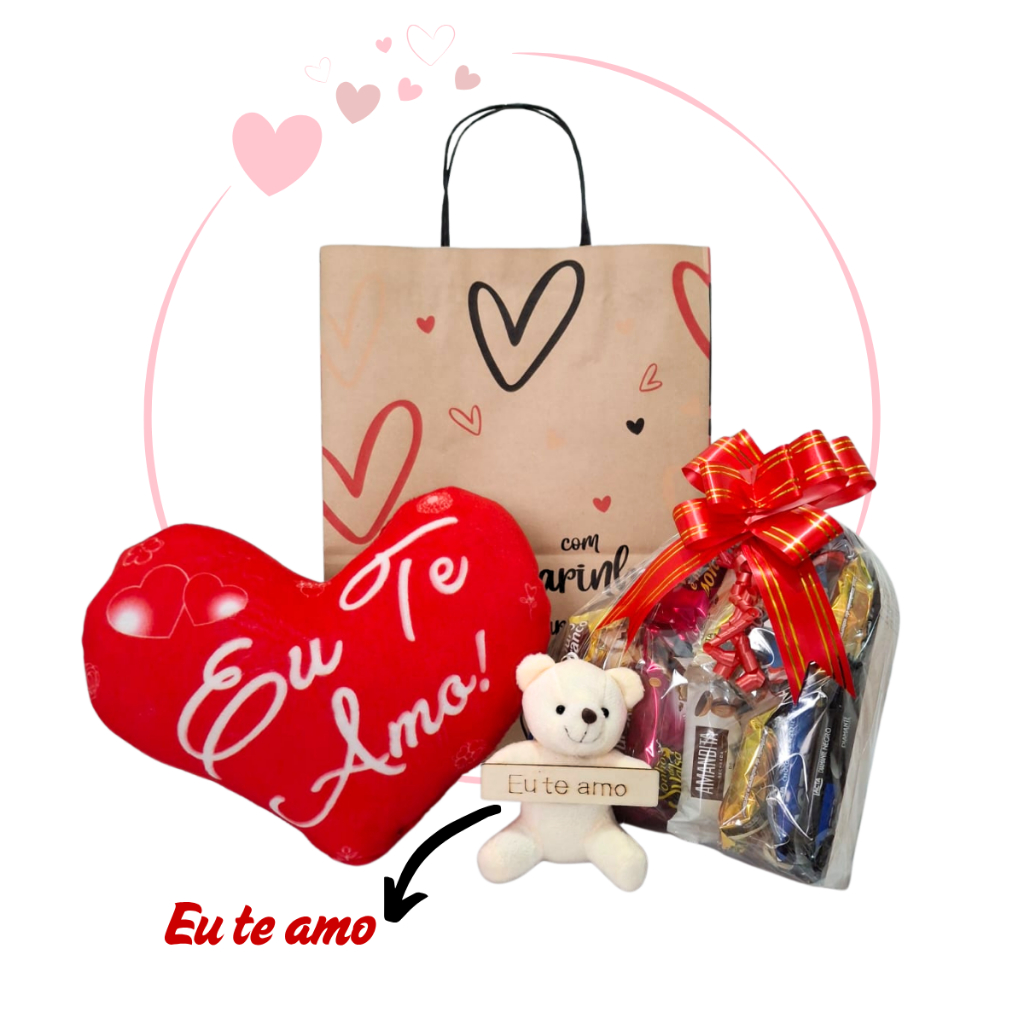 Cesta/Kit Presente Páscoa/ Dia das Mães/Aniversário/Namorado/Amiga - Chocolates Almofada Urso Pelúcia em Oferta na Shopee
