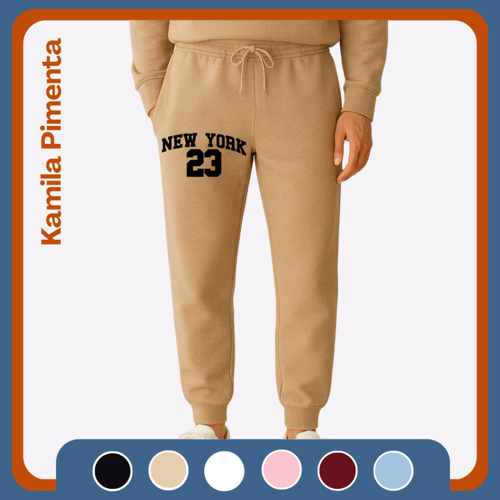 Calça Moletom New York Jogger Estilo Street Casual Moderna E Confortável