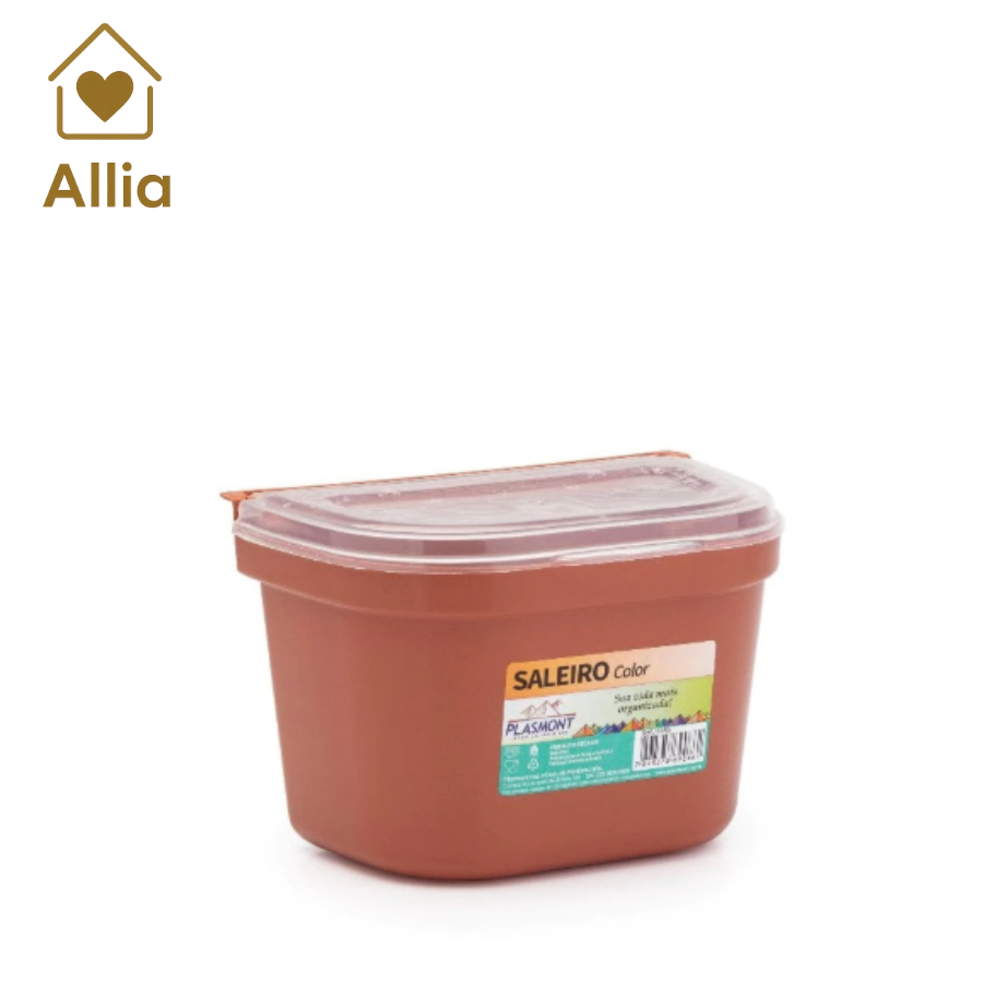 Saleiro De Cozinha Vermelho com Tampa Transparente Plástico