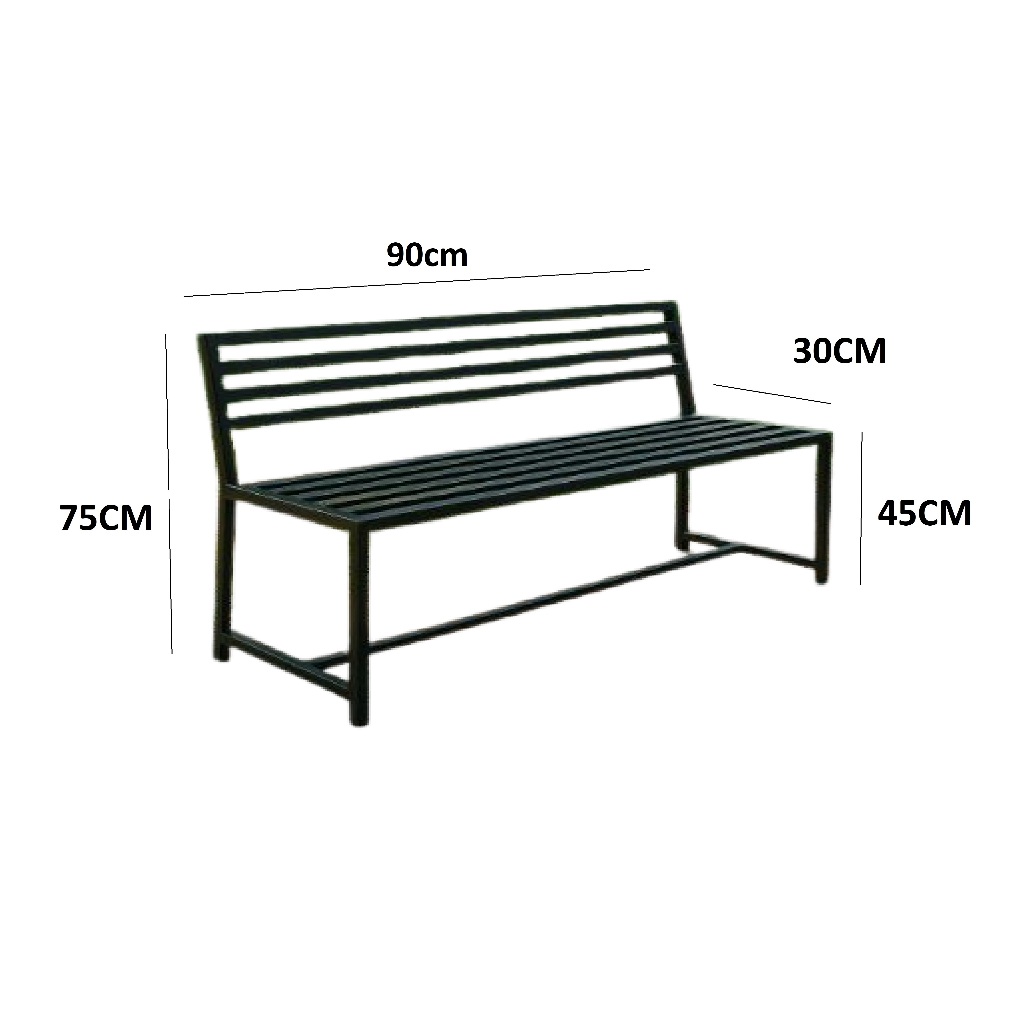 Banco Industrial 90cm com encosto Reforçado Em Aço Preto — imagem 2 de 2
