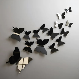 Borboletas 3D Decoração de Casa Adesivo Parede Enfeite Quarto Sala estar Cozinha Preta Preto decorar em Oferta na Shopee