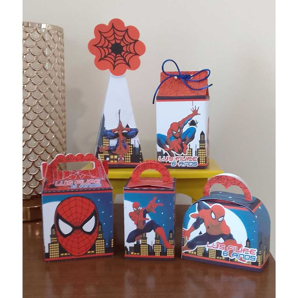 Kit Personalizados PEGUE E MONTE HOMEM ARANHA Festa Caixinhas Personalizadas INFANTIL Lembrancinha Aniversário Básico