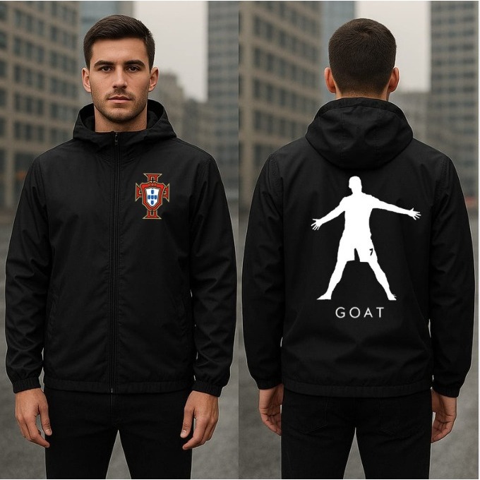 Jaqueta Corta Vento Cr7 Goat Com Tecido 100% Microfibra Estilo Urbano Premium