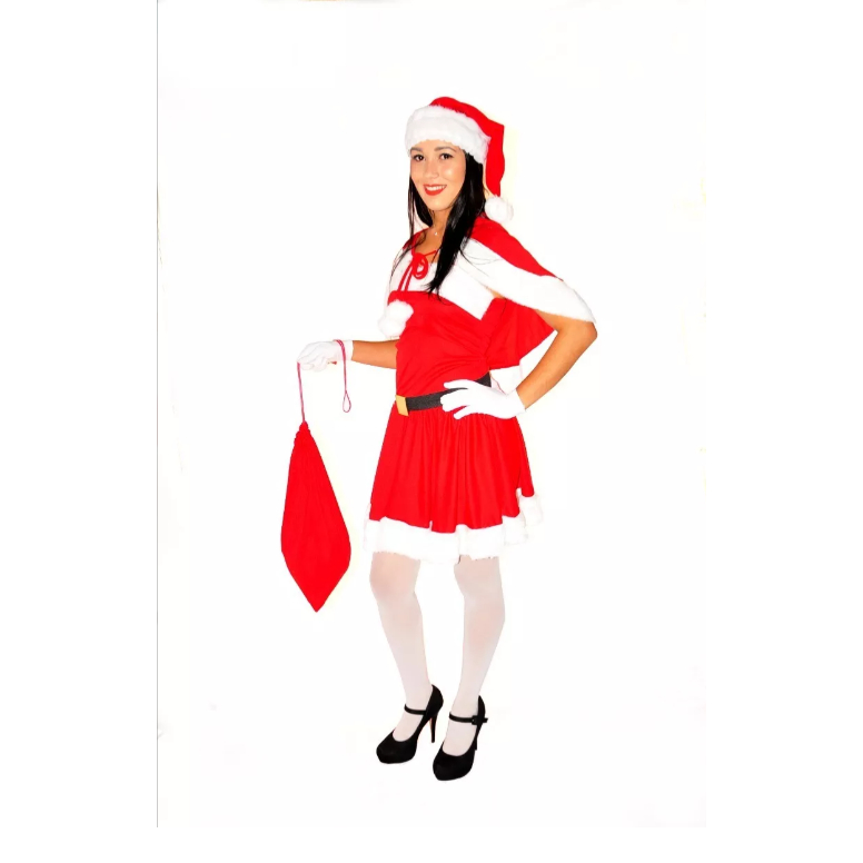 Vestido Da Mamãe Noel Adulta Fantasia Natal Completa