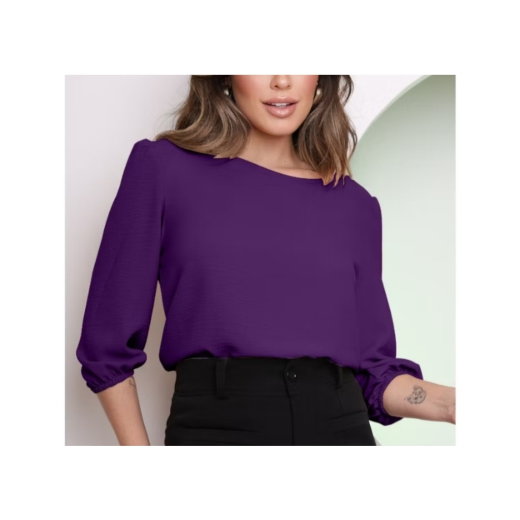 Kit com 3 Blusas Social Elegante MANGA 3/4 em Oferta na Shopee
