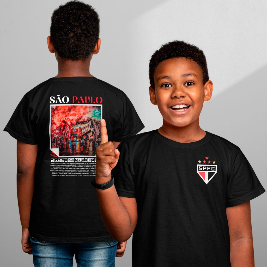 Camiseta São Paulo Infantil Adulto Fc Tricolor Paulista Futebol Sp Clube Torcedor Cores 100% Algodão