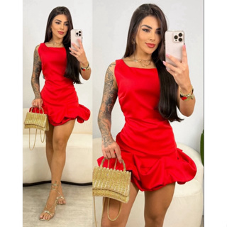 Vestido Feminino Neoprene Elegante Balone com Babados Tendência Moda Gringa Verão Europeu em Oferta na Shopee