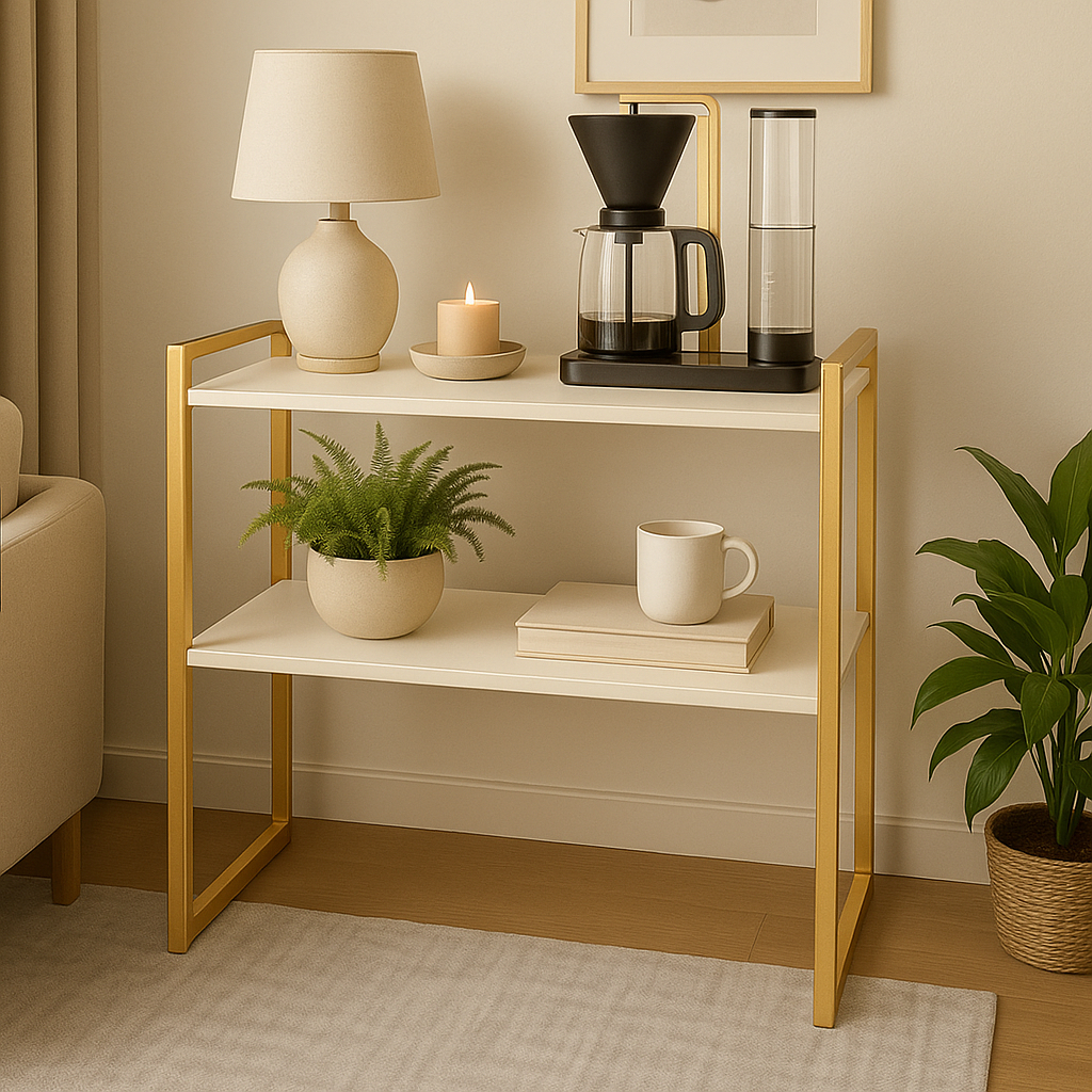 Buffet Aparador Cantinho do Café Estilo Industrial Ferro e MDF – Multiuso Preto Off White