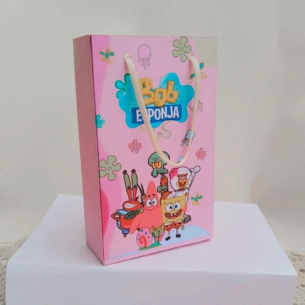Kit Sacolinha Surpresa Festa Infantil Personalizado BOB ESPONJA ROSA | Lembrancinhas | Aniversário | PEGUE E MONTE