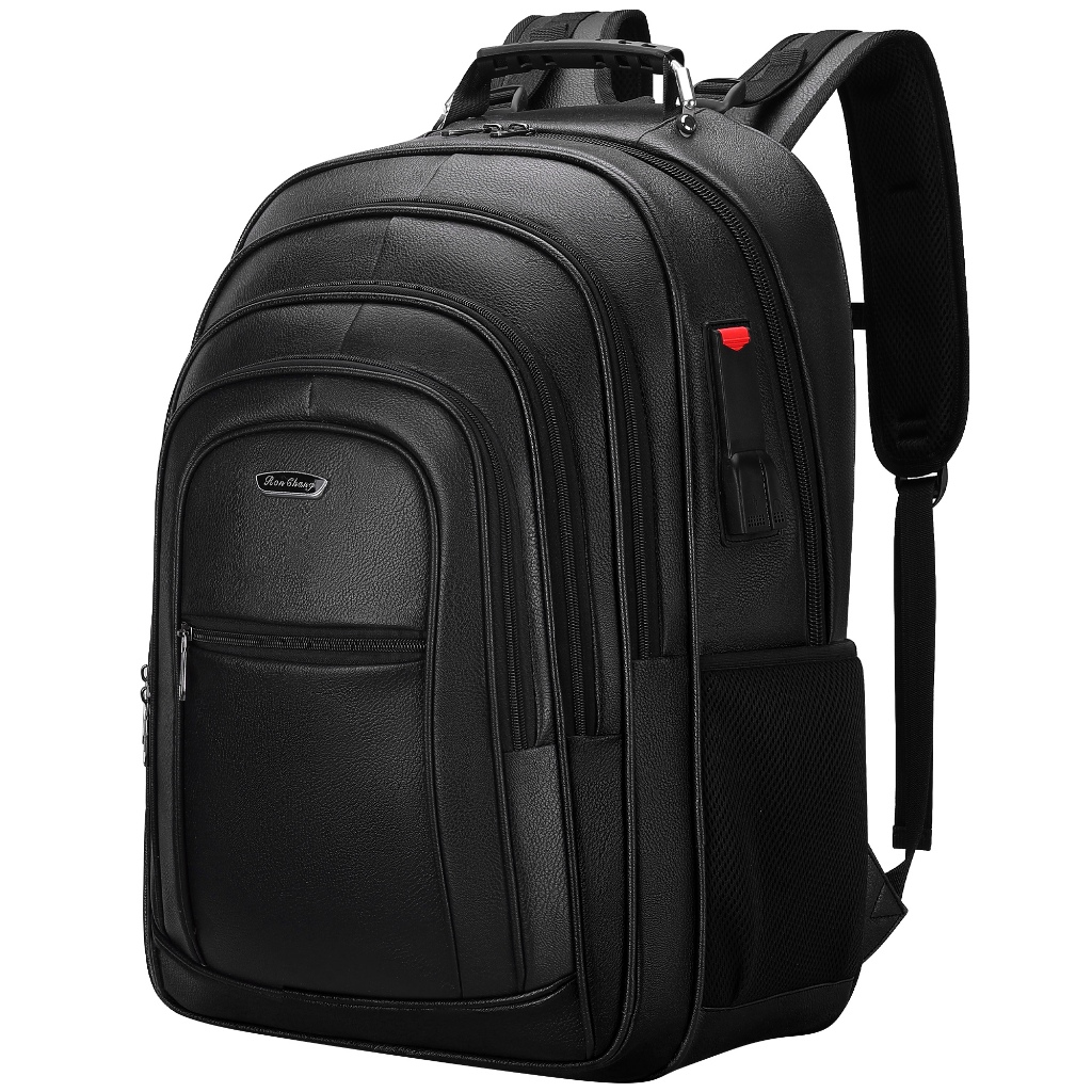 Mochila Grande Capacidade PU Impermeável Masculina Reforçada Alça de Aço Viagem Executiva p/ Notebook 17'' em Oferta na Shopee