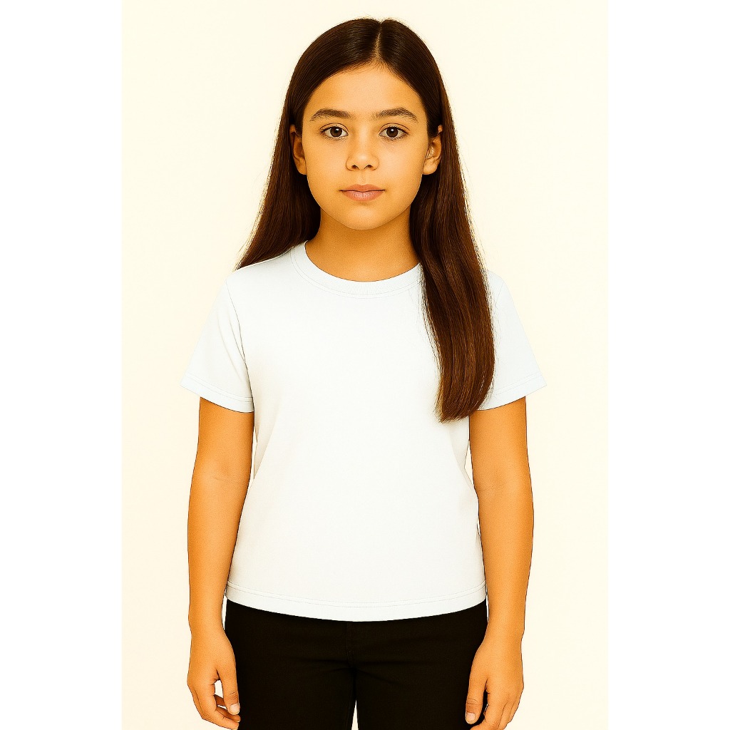 Camiseta Escolar Infantil Branca Básica Menino Menina Lisa - Infantil 100%algodão - 1 ao 16
