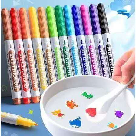 Canetas Mágicas c/8 .c/ 10 Cores desenhos flutuantes na Água C/ Colheres em Oferta na Shopee