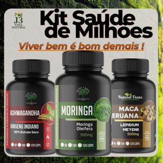 KIT 3 SUPLEMENTOS MORING + ASHWAGHAA + LEPIDIUMM 360 CAPS 500MG em Oferta na Shopee