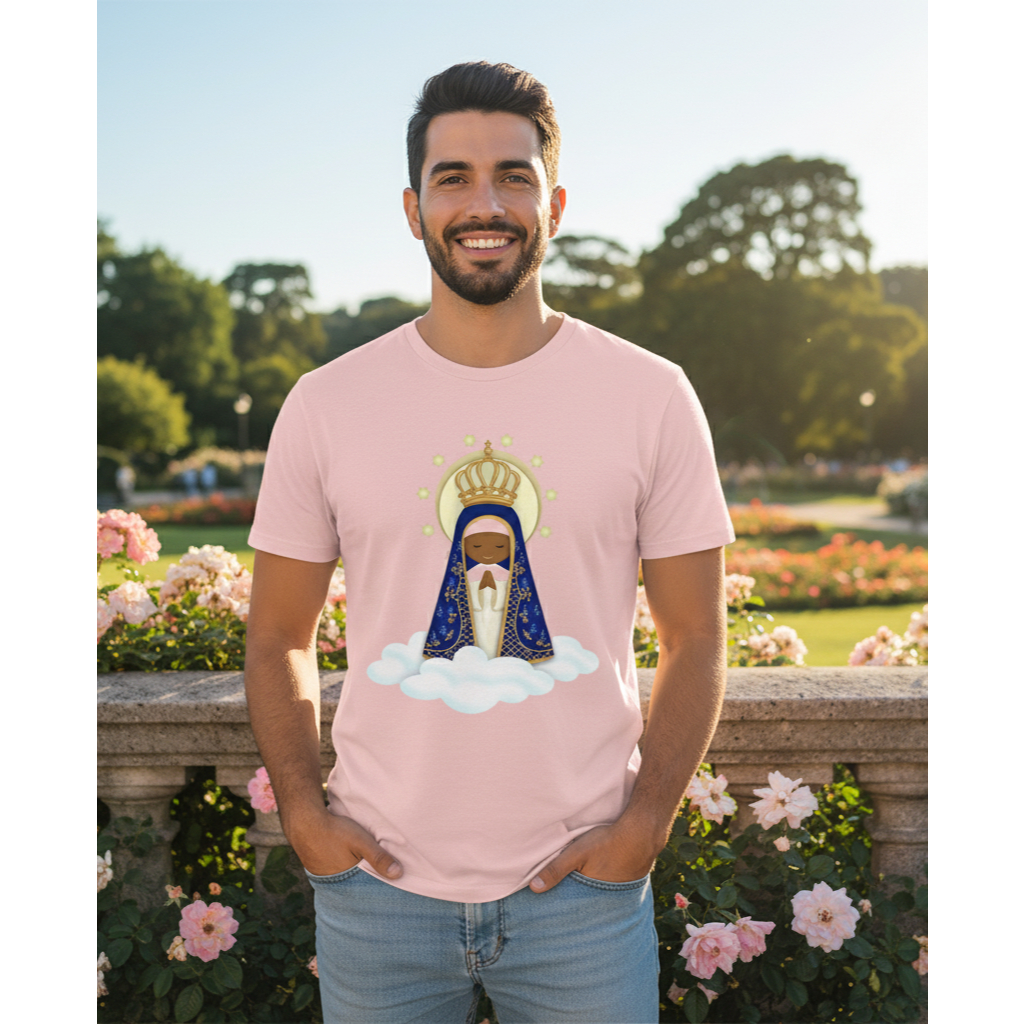 Camiseta Unissex Nossa Senhora Aparecida Estampada Padroeira Brasil Fé Casual Confortavel Moda Top