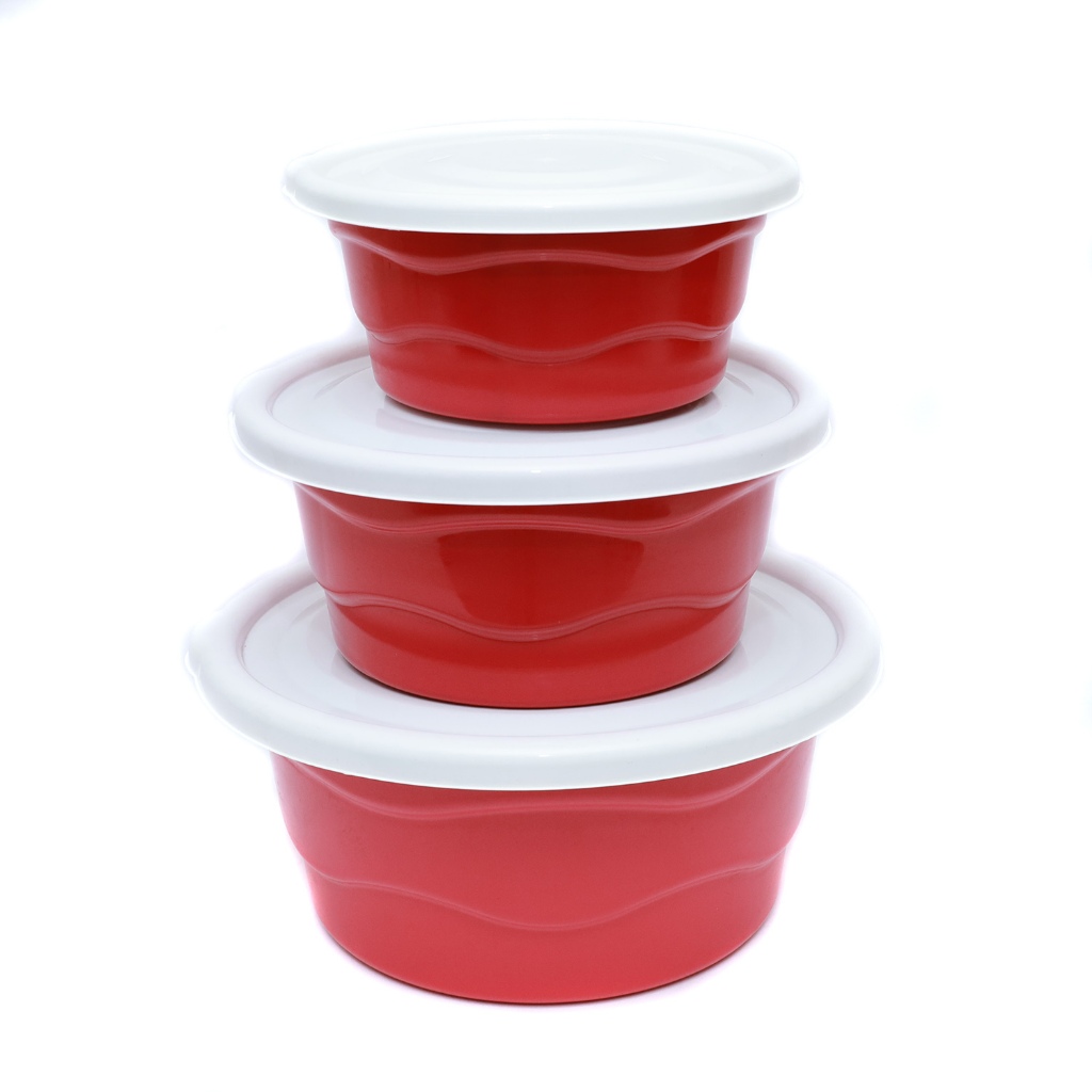 Kit 3 Bacias Conjunto Potes Com Tampa Reforçada Plastico Multiuso Grande Resistente em Oferta na Shopee
