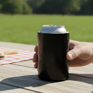 Porta Lata em Alumínio Térmico latão latinha para Cerveja COR PRETA