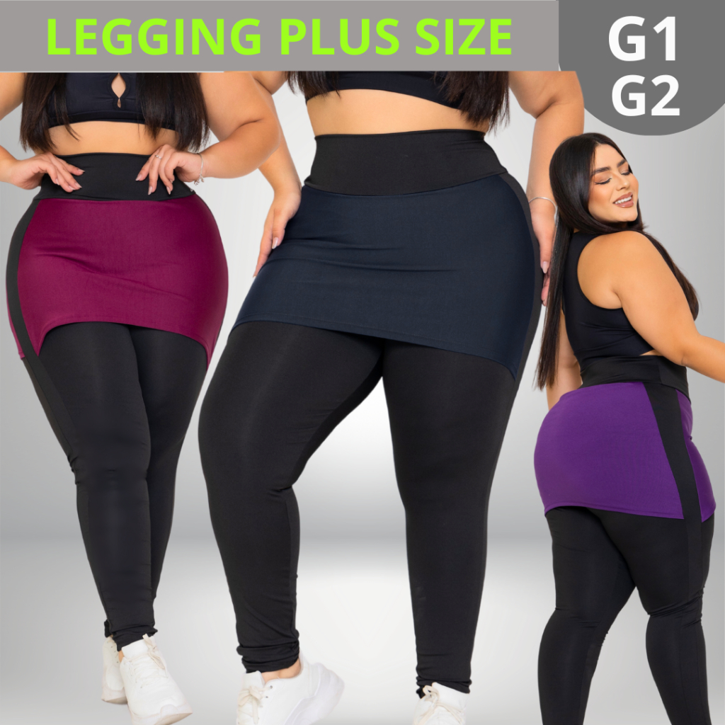 Calça Legging Feminina Preta Suplex ZERO TRANSPARÊNCIA Cintura Alta Costura Reforçada Curve  PLUS SIZE G1 e G2 em Oferta na Shopee