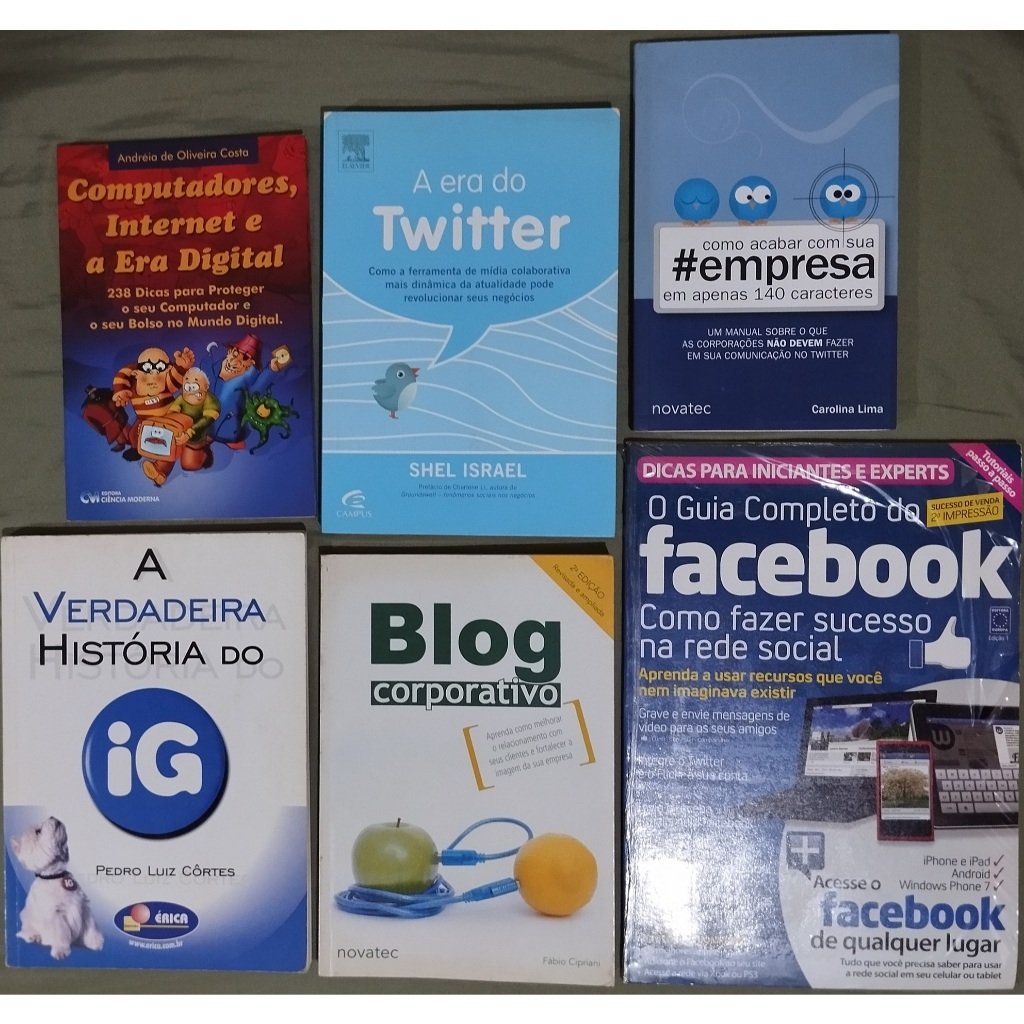 Kit 6 livros de Informática: Twitter, Blog corporativo, iG, Computadores e Internet, Facebook
