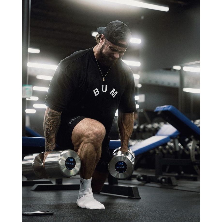 Camiseta Oversized Premium Estampa B.U.M  Fitness Masculina Bodybuilder Moda Academia Streetwear