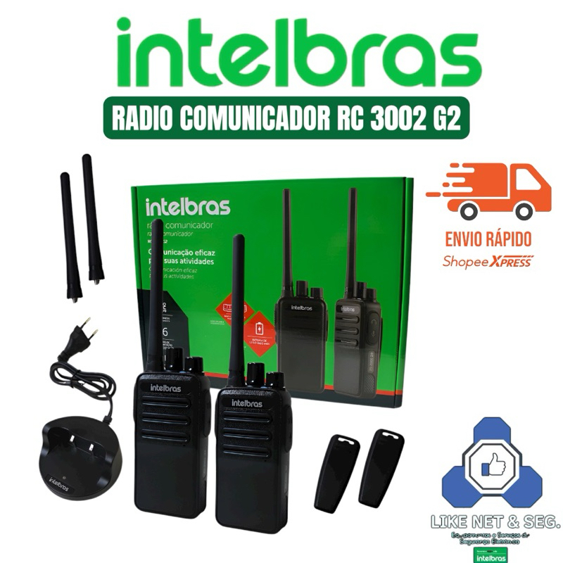 2 Unidades Rádio Comunicador Intelbras Rc 3002 G2 Uhf 20 Km Preto