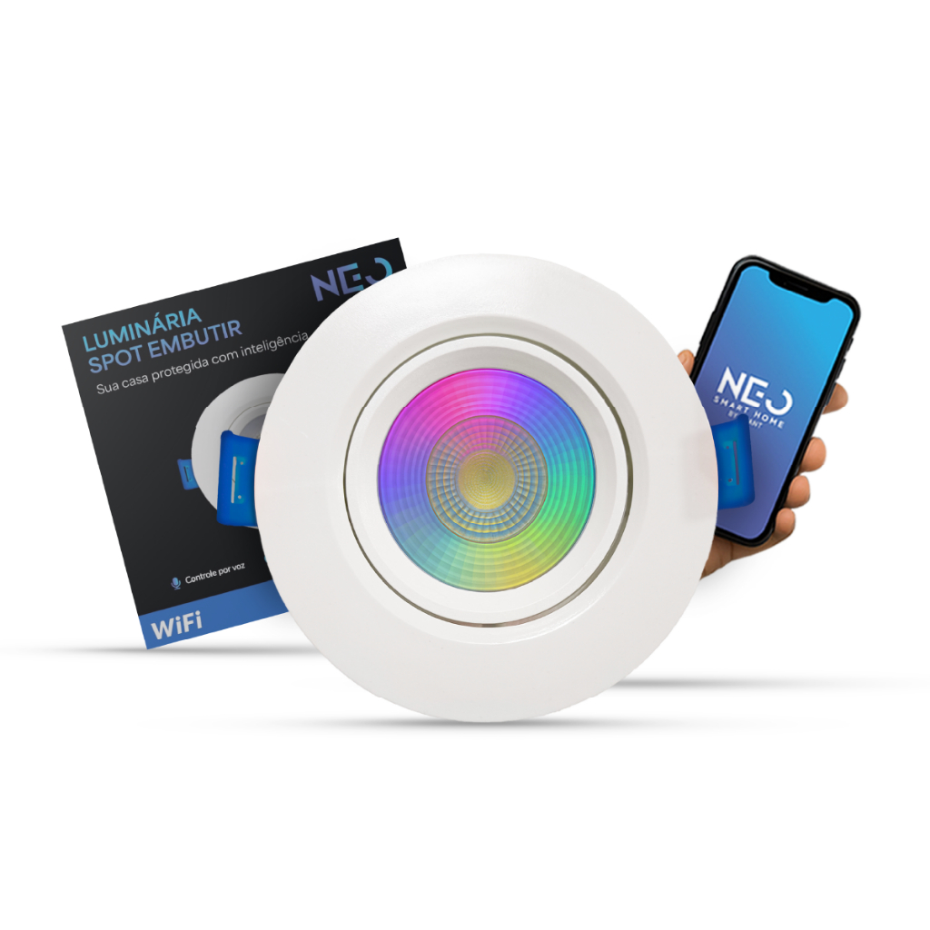 Kit Spot Led Smart Wi-fi 2.4 GHz Embutir 5w RGB 110v 220v Quadrado ou Redondo Branco Neo Avant em Oferta na Shopee