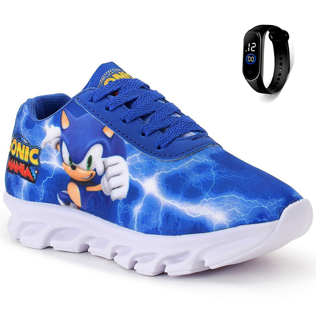 Kit Tênis Infantil Menino Sonic Casual + Relógio Digital em Oferta na Shopee