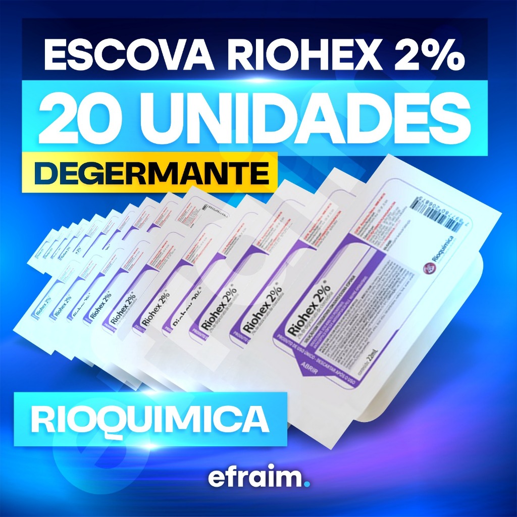Kit c/ 20 Escova Assepsia Riohex 2% Clorexidina Degermante