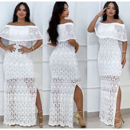 Vestido Longo Tricot Ciganinha Longo Gestante Natal e Ano Novo e ocasiões diversas
