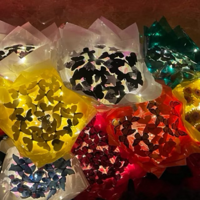 Materiais para montar buquê 50 borboletas