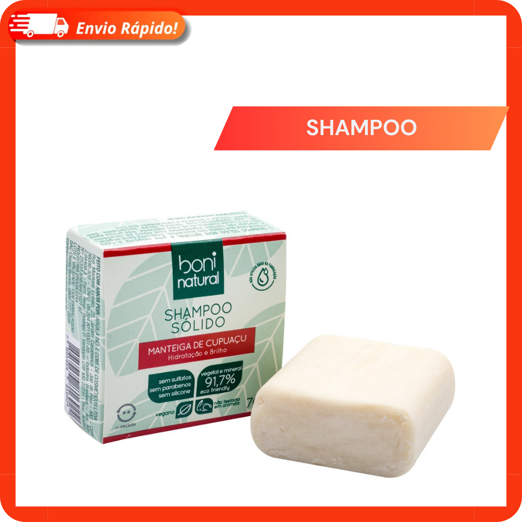 Shampoo Barra Sólido Vegano Boni Natural Cupuaçu 70g