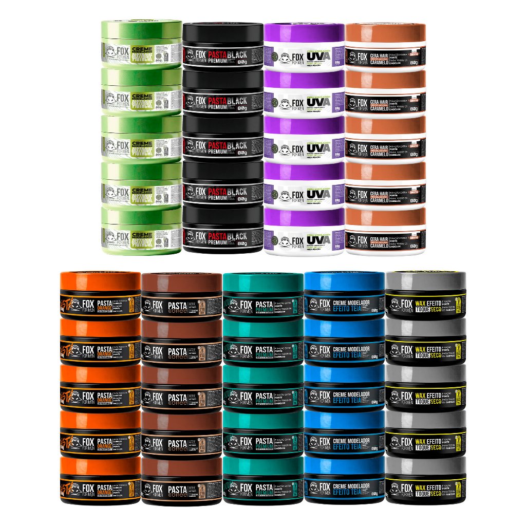 Pasta FOX FOR MEN 80GR 15 Unidades Escolha SEU Kit Revenda Barbearia