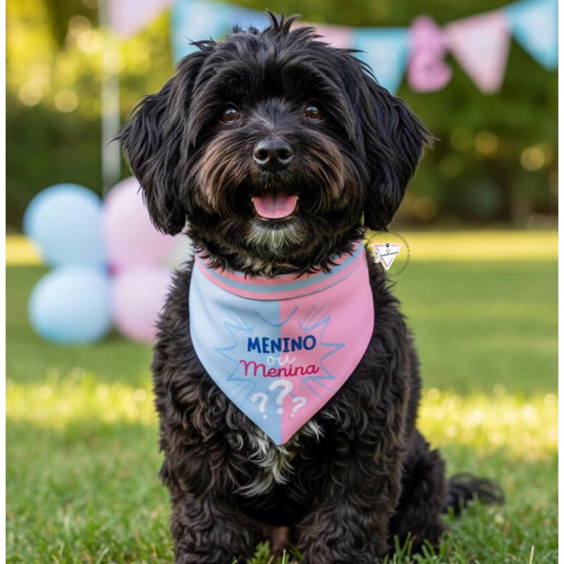 UNIDADE! - Bandana Pet Dupla Face - chá revelação, Menino ou menina PRODUTO ARTESANAL