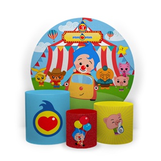 Kit Painel Redondo com Trio Capas De Cilindros 1,50x1,50 Palhaço Plim Plim em Oferta na Shopee