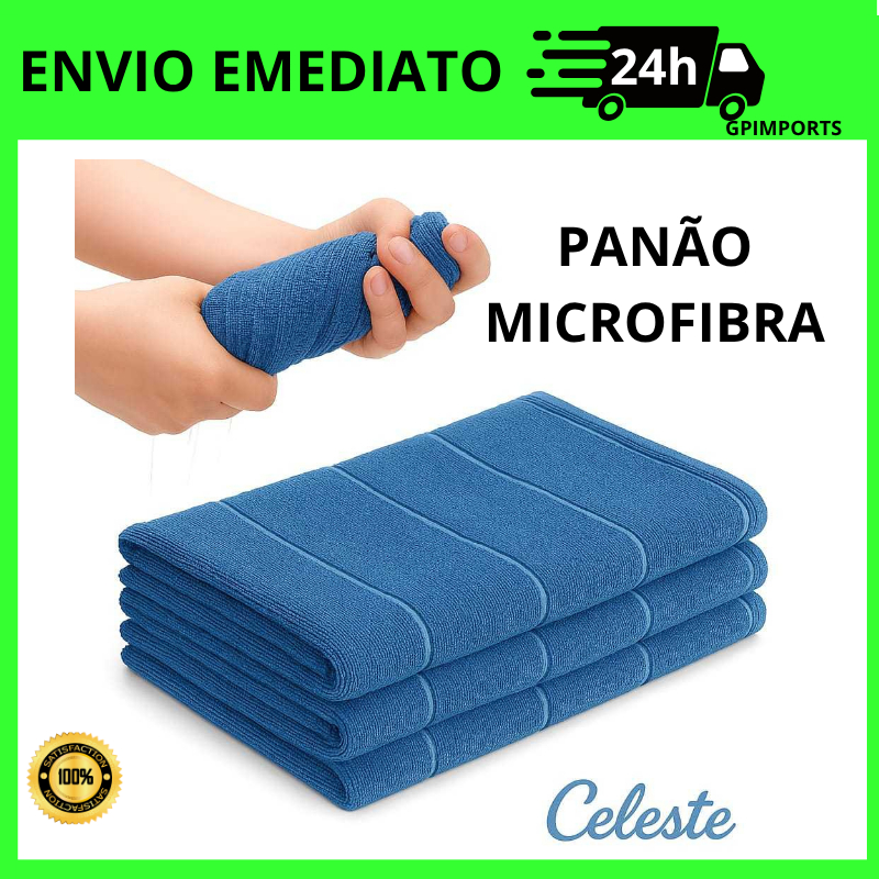 2 Super Panos de Chão Celeste - Grandes em Microfibra 80x50 Panão limpeza