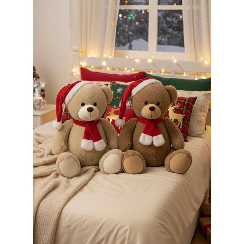 Urso de Pelúcia Grande Natal Decoração Brinquedos Quarto Sala Natalino Papai Noel Macia em Oferta na Shopee
