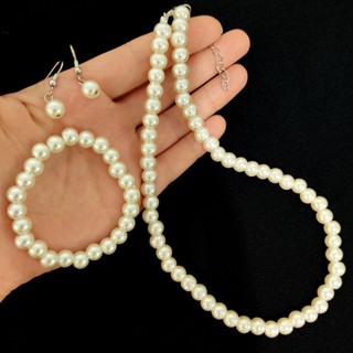 Conjunto Pérolas Feminino Colar Pulseira e Brincos Estilo Anos 2000 Retrô Vintage Elegante Moda Y2K em Oferta na Shopee
