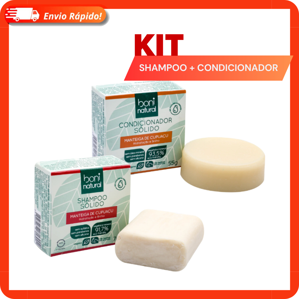Shampoo e Condicionador Barra Sólido Vegano Boni Natural Cupuaçu