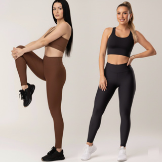 Conjunto Fitness Feminino Top + Calça Legging Academia Treino Zero Transparência em Oferta na Shopee