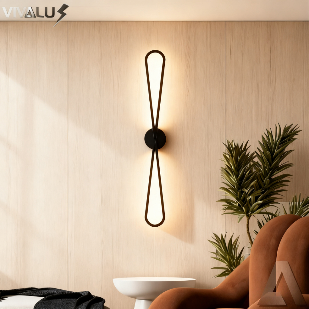 Arandela de Parede Linear Moderna Preta 60Cm 27W LED 3200K Bivolt Luminária Parede Minimalista HALL