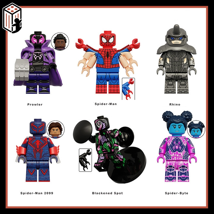 Spiderman Bonecos de coleção Rhino Miles moreales Prowler Gatuno Across the Spider-Verse Minifigure Homem Aranha 2099