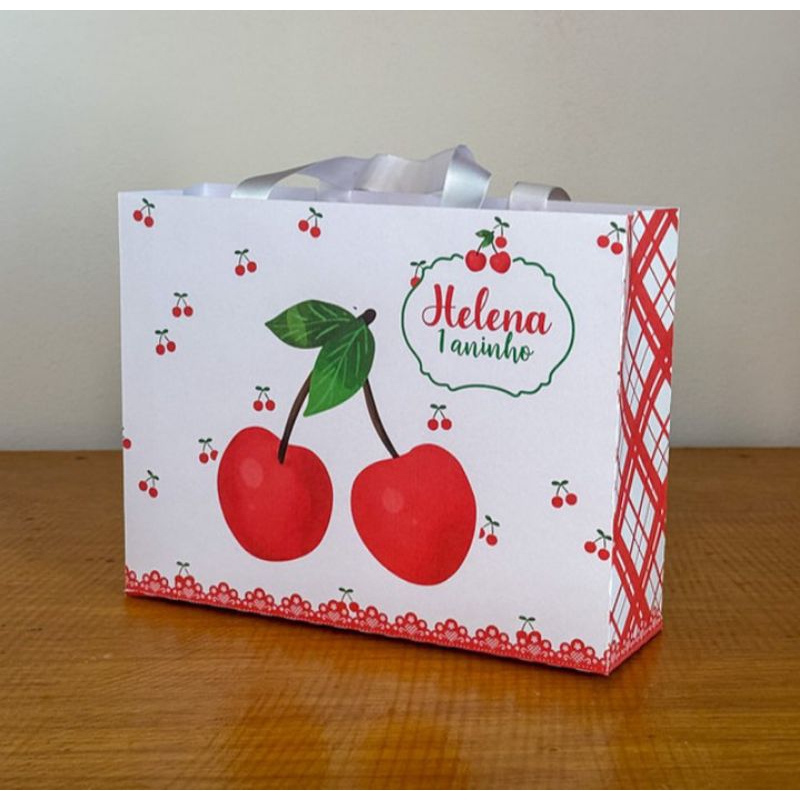 Sacolinha Cerejinha Personalizado | Sacolinha | Lembrancinha | Mimos | Aniversário Cerejinha