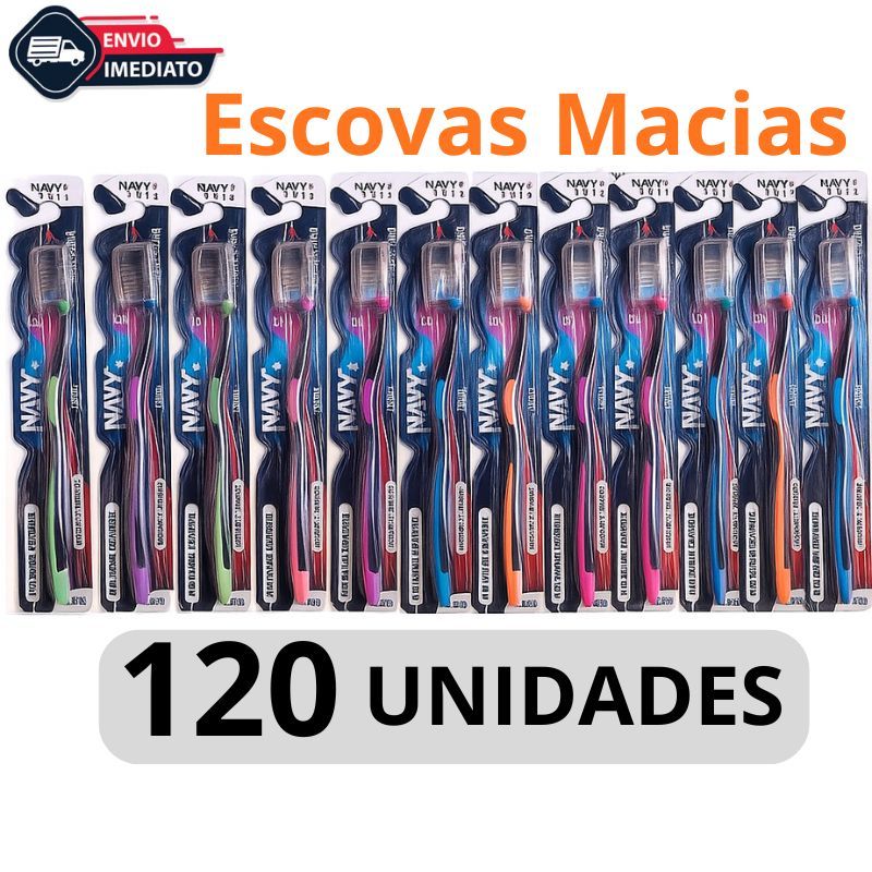 Kit 120 Escovas De Dente Macia Adulto Com Capa Protetora e Limpador De Lingua escova dental