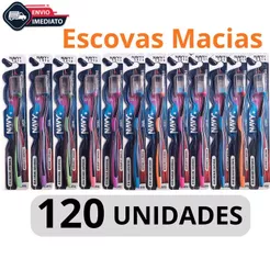 Kit 120 Escovas De Dente Macia Adulto Com Capa Protetora e Limpador De Lingua escova dental